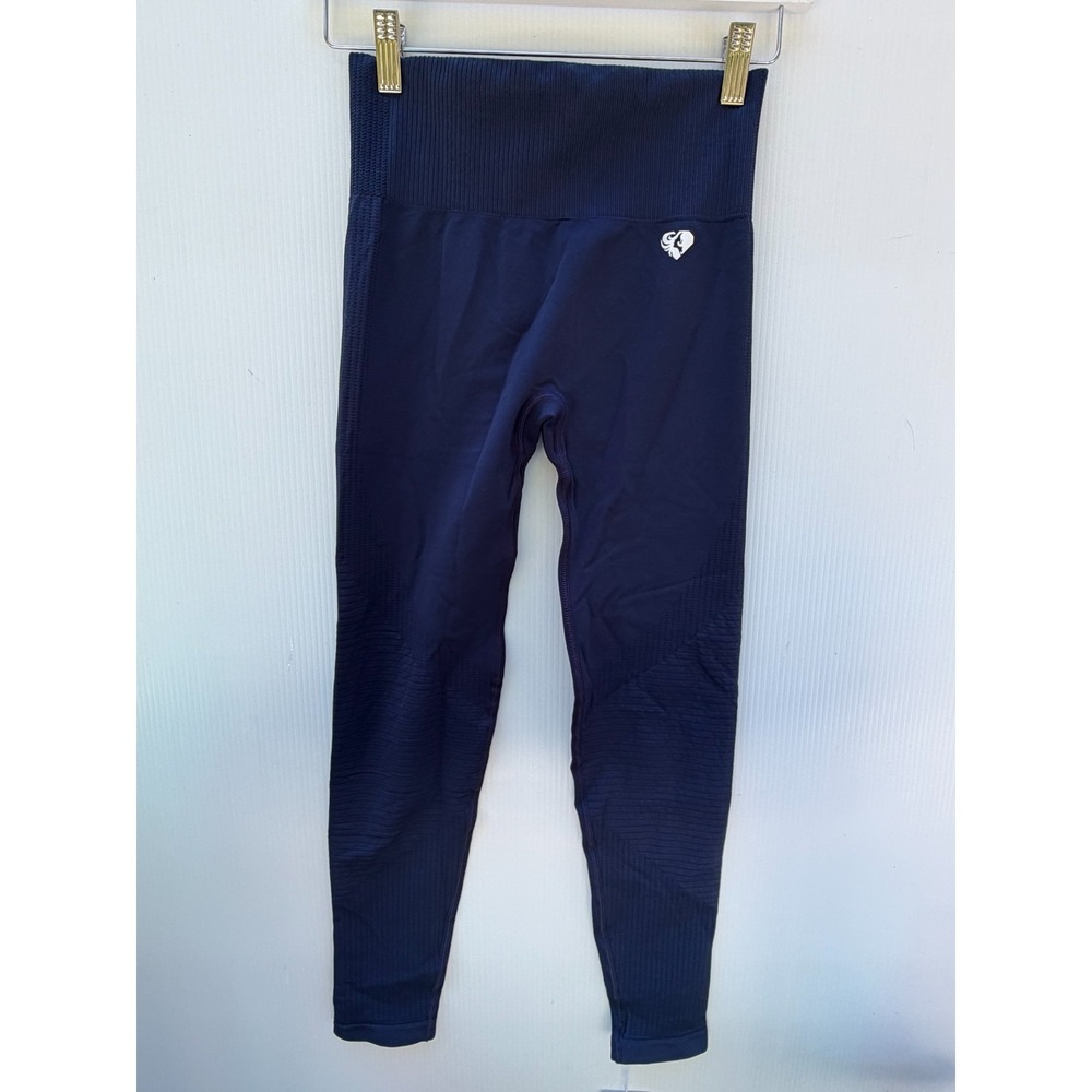 Womens Best Power Seamless Leggings Medium Blue Sapphire High Waist Gym Exercise